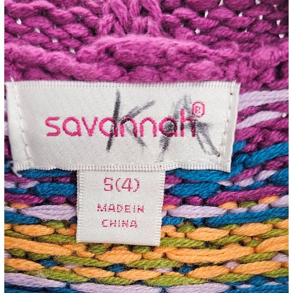 Savannah girls knit sweater cardigan cape embroidered purple floral size small ( - Picture 2 of 5